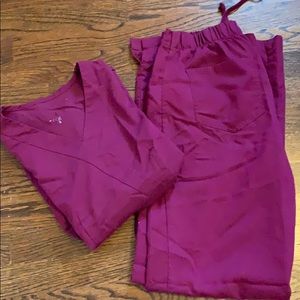 Greys Anatomy maroon scrub set